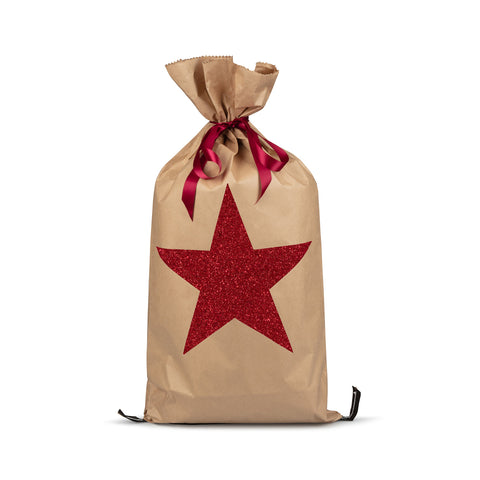 Paper Sack - Natural with Red Star