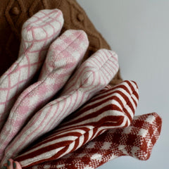 Lambswool Hot Water Bottle - Rust & Soft Pinks