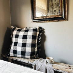 Gingham Check Frilled Cushion - Large