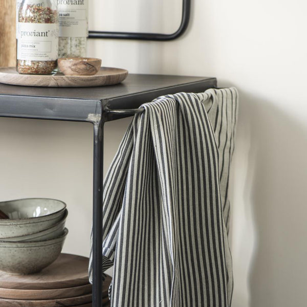 Striped Tea Towel - Beige & Black