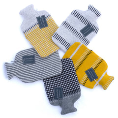 Lambswool Hot Water Bottle - Greys & Navy