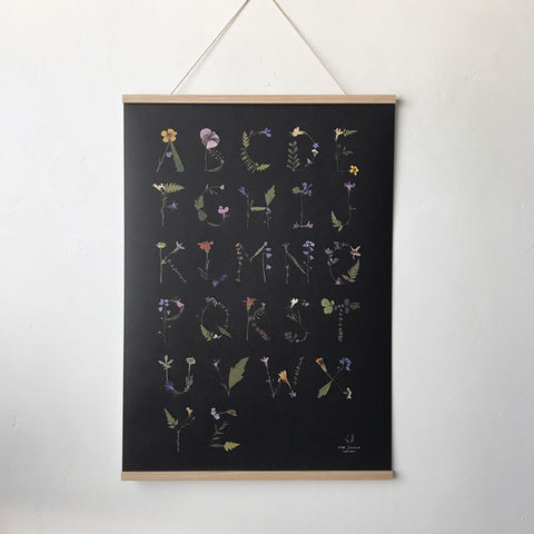 Pressed Flower Alphabet Poster (Black)