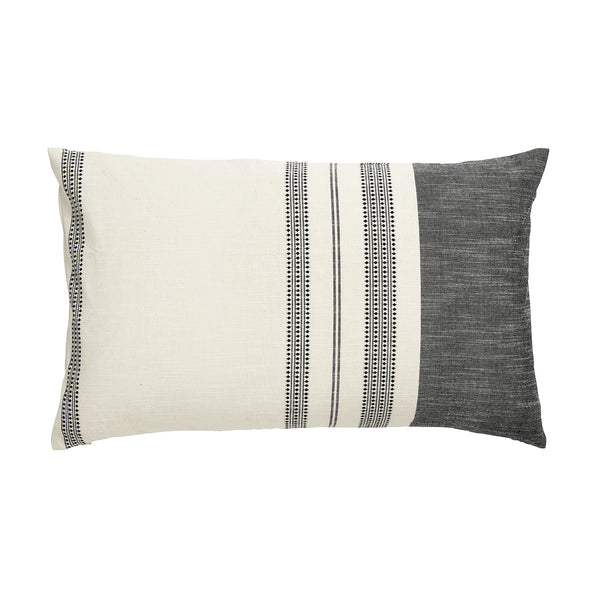 Black & White Embroidered Striped Cushion Cover