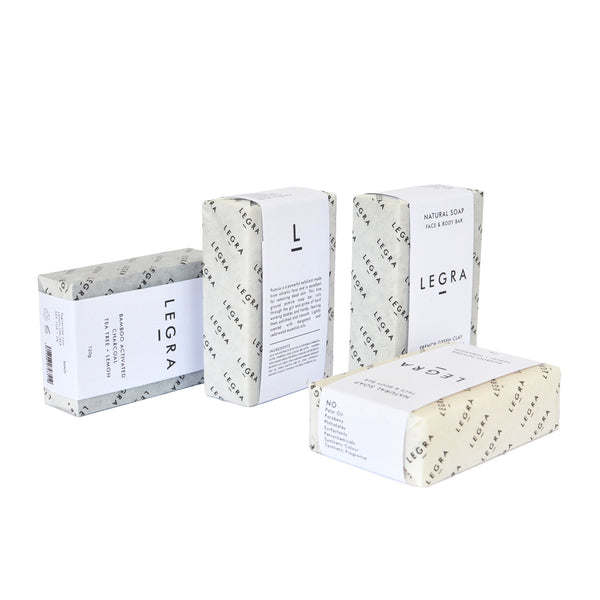 Legra Natural Soap - Bamboo Activated Charcoal Soap with Tea Tree & Lemon